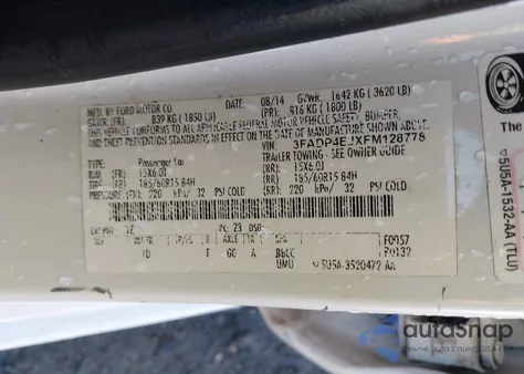 2015 Ford Fiesta Se from USA, damaged, VIN 3FADP4EJXFM128778
